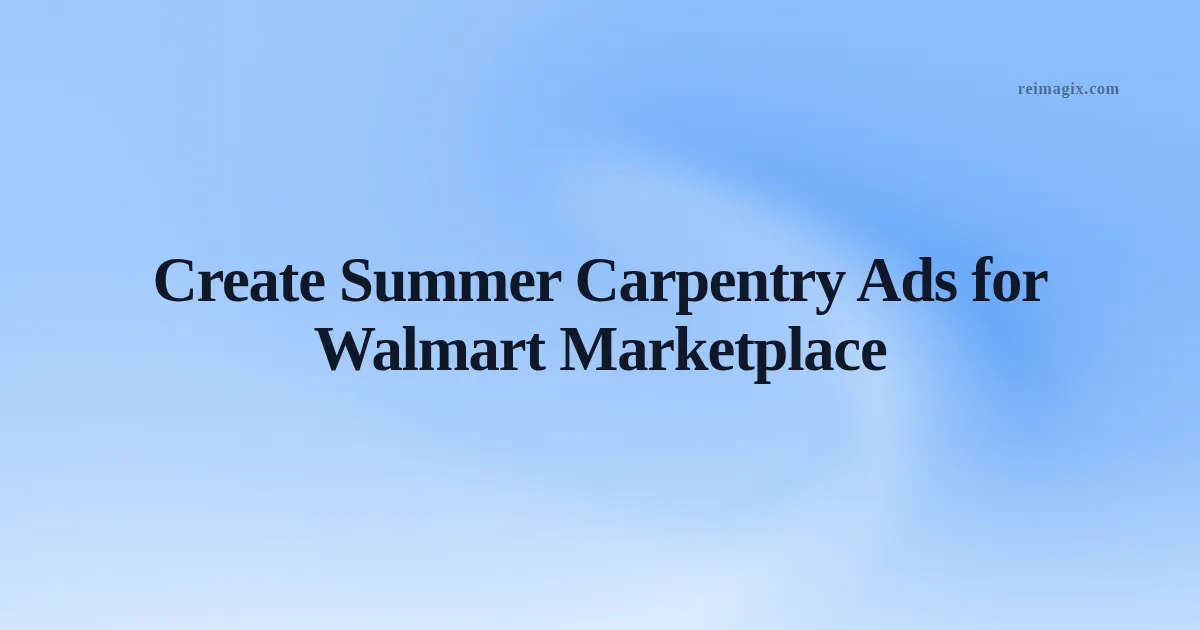 Carpenter designing summer ads on a laptop using Walmart Marketplace platform