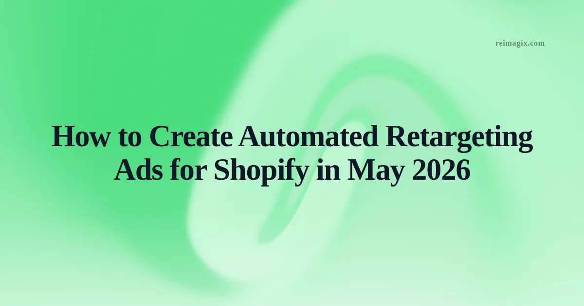 Screenshot of AI-powered automated retargeting ad creator dashboard for Shopify, showing one-click ad generation in May 2026