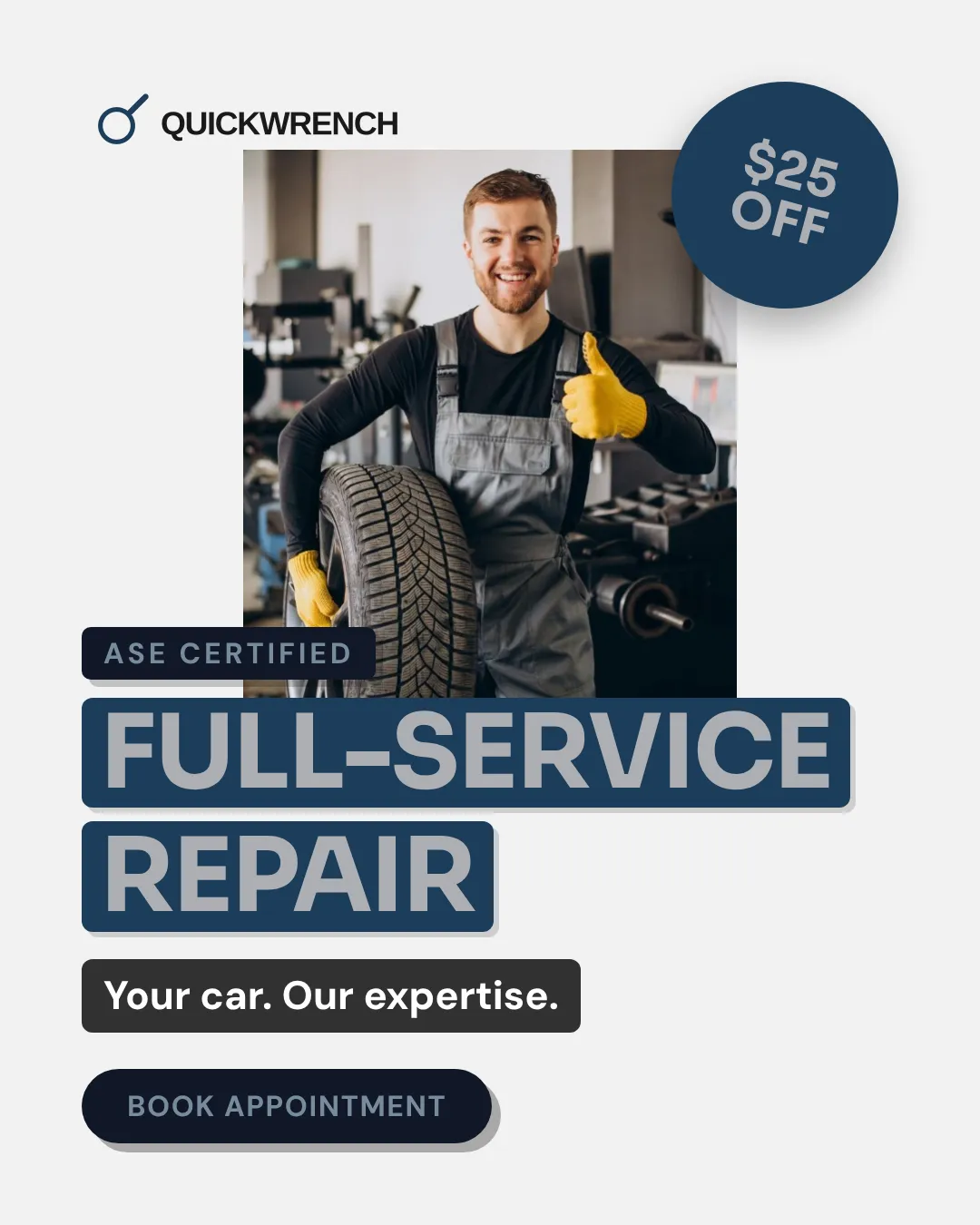 Auto Repair Instagram Portrait Logo Card Ad Example