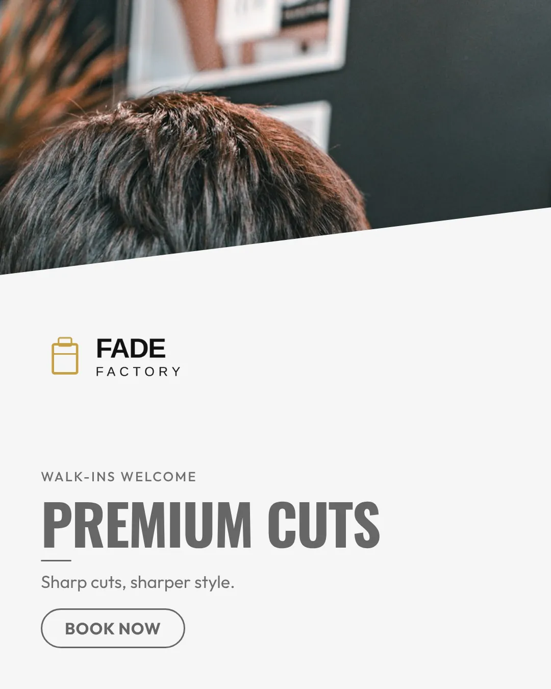 Barbershop Instagram Portrait Diagonal Split Ad Example