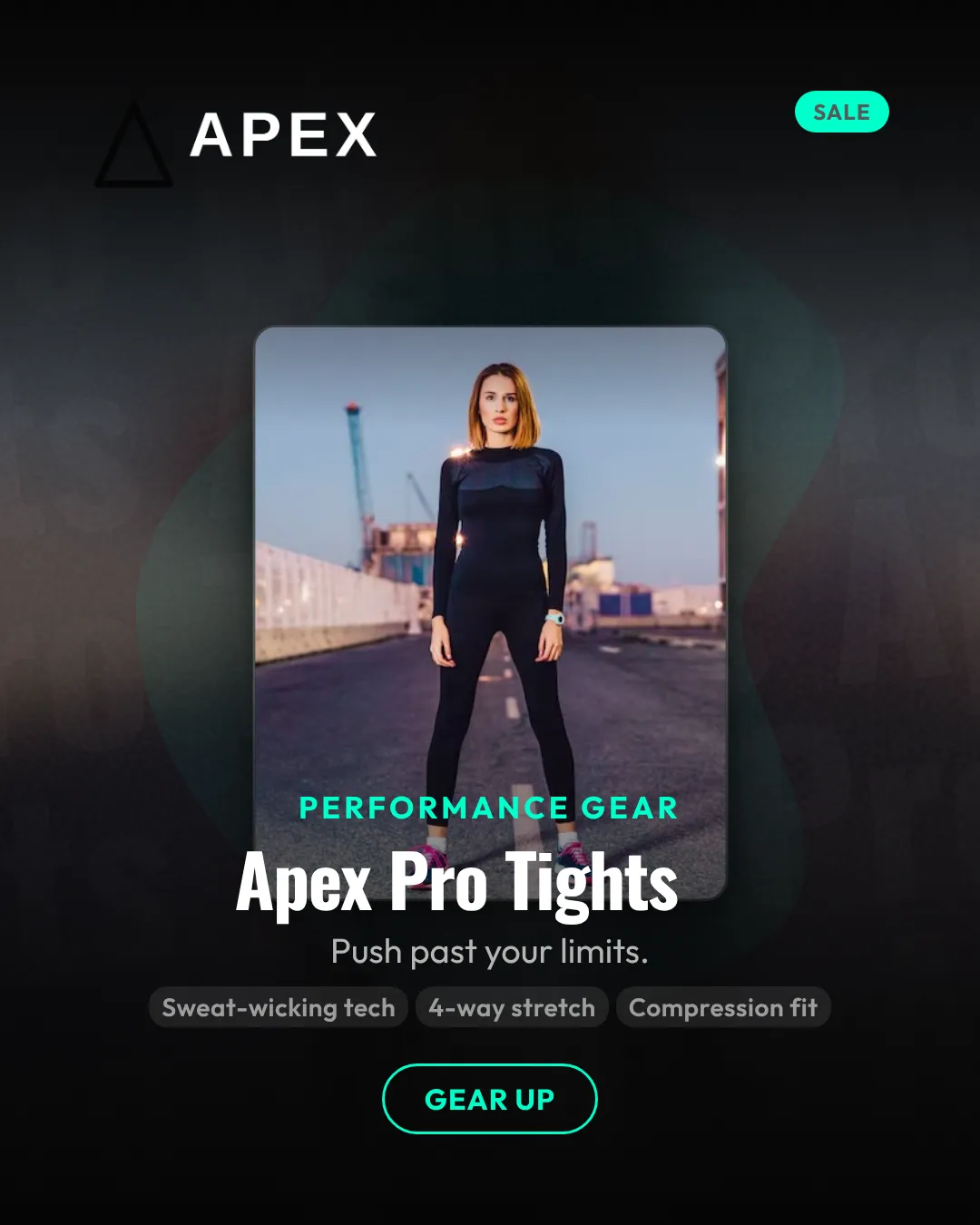 Fitness Instagram Portrait Centered Hero Ad Example