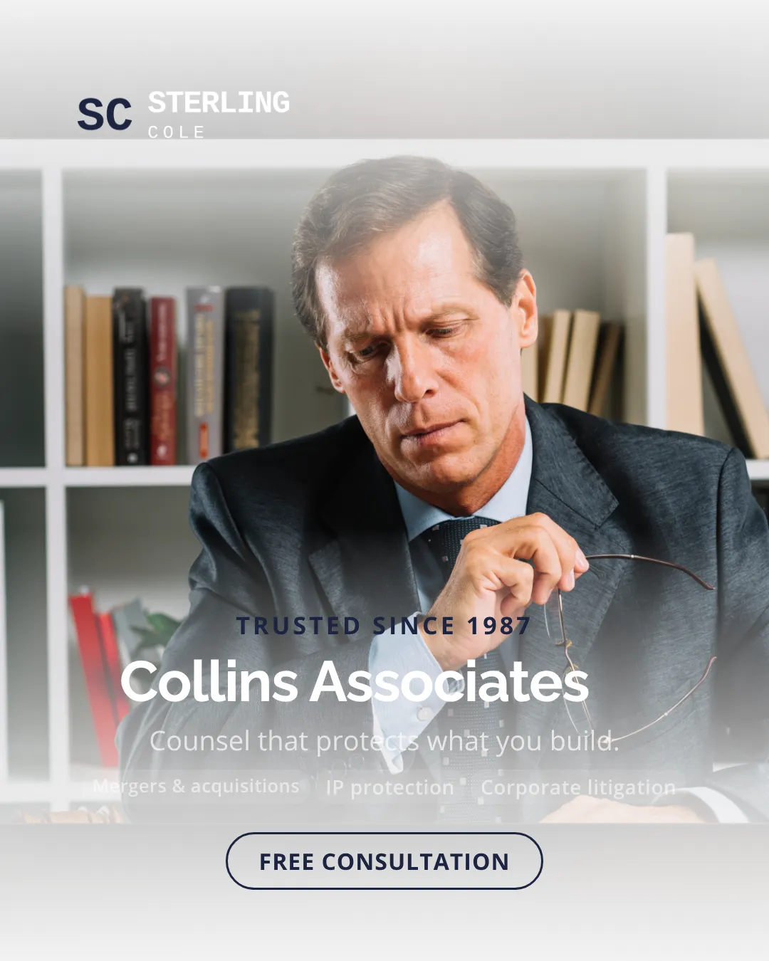 Legal Instagram Portrait Centered Hero Ad Example