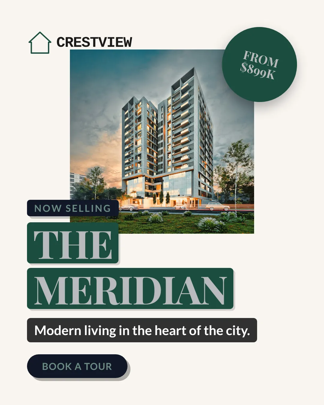 Real Estate Instagram Portrait Logo Card Ad Example